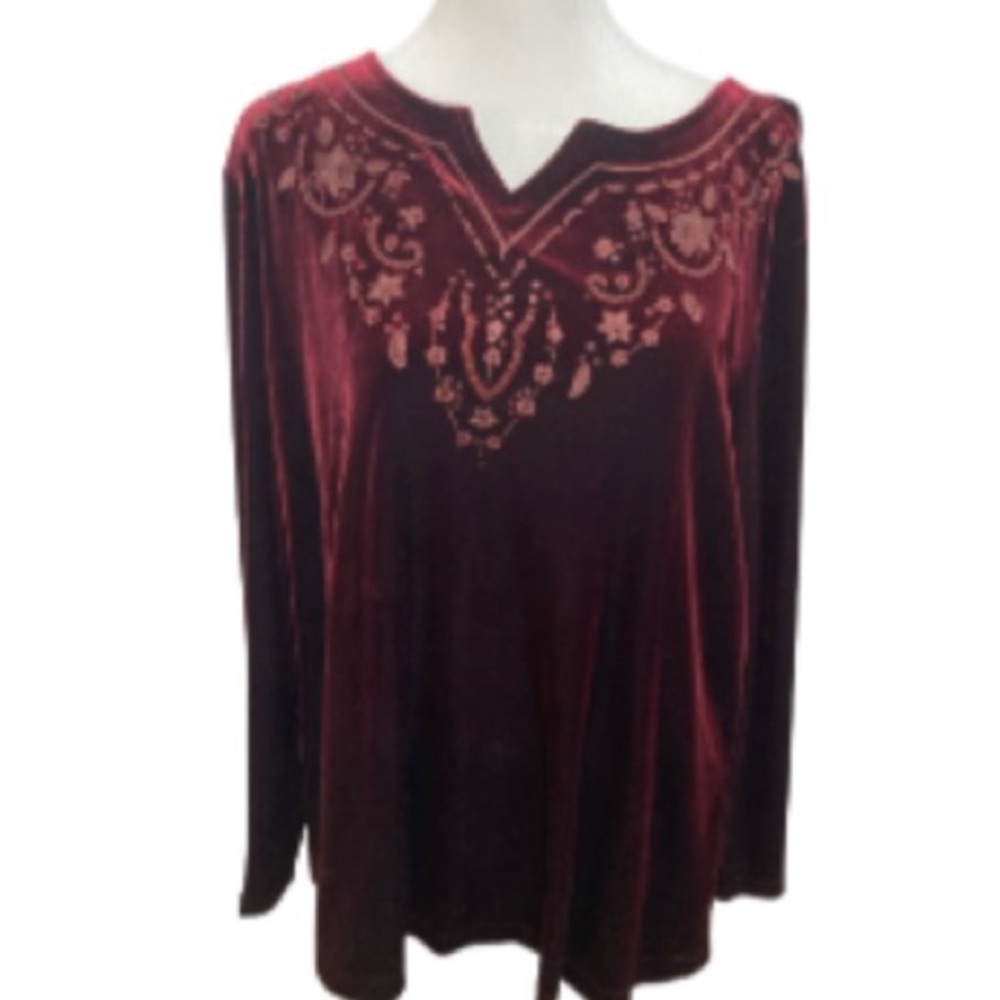 NWT Bechamel Vintage Blouse Jewel of the Night  Burgundy Size XL